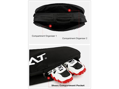 3 Racket Tennis Bag Attached Adjustable Detachable Shoulder Strap
