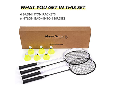 Badminton Rackets Set with 6 Shuttlecocks