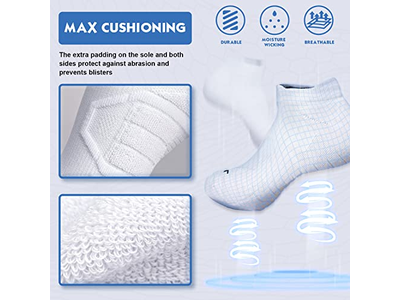 Running Socks Cushion Padded Moisture Wicking Low