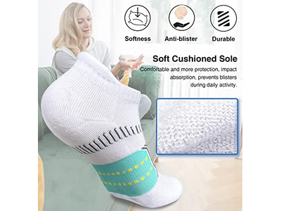Womens Athletic Cushioned Anti-Blister Ankle Socks 5 Pairs